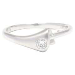 0,10 Karat Diamant-Stapelbarer Ring, Platin, Ring Größe 6, Einfacher Diamantring