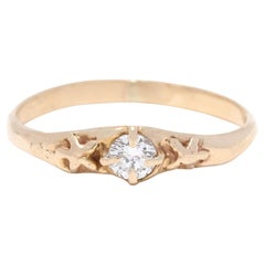 Bague bébé étoile en or jaune 14 carats avec diamants de 0,10 carat, taille de la bague 2,5