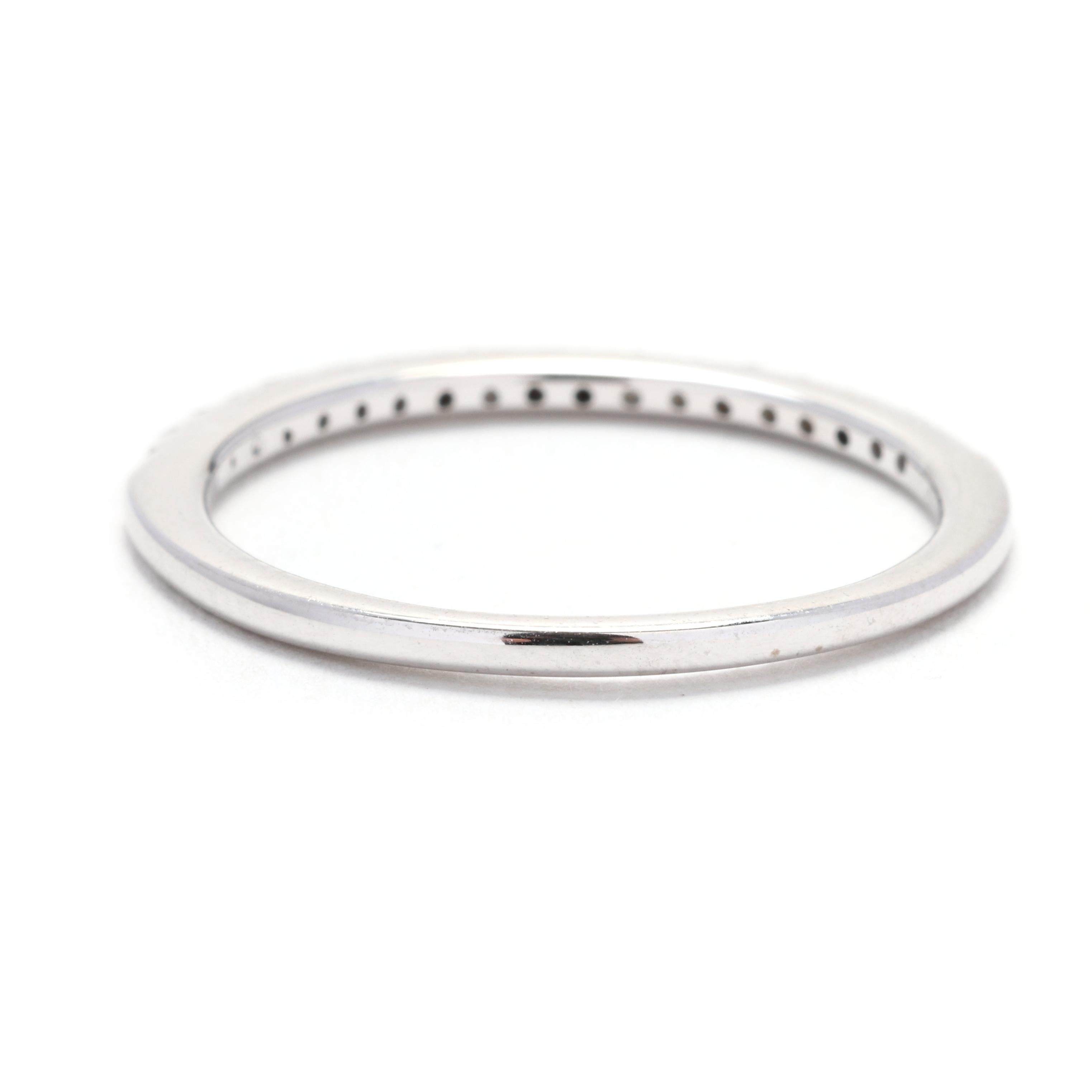 Taille brillant 0.10ctw Diamond Thin Band Ring, 14k White Gold, Taille de bague 7, empilable