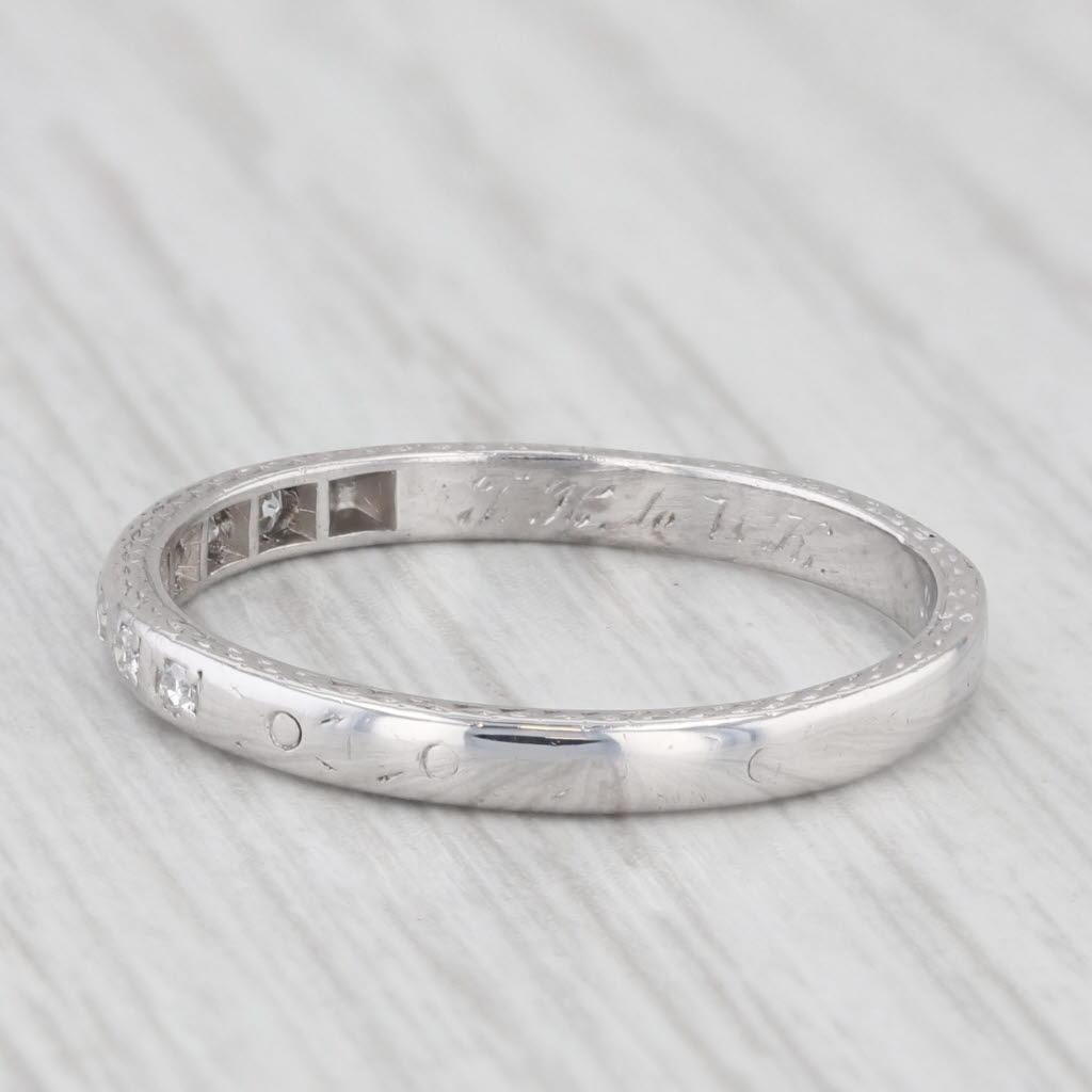 Gemstone Information:
- Natural Diamonds -
Total Carats - 0.10ctw
Cut - Single
Color - G - H
Clarity - VS2 - SI1

Metal: 18k White Gold (stamped), Platinum 
Palladium (XRF tested)
Weight: 2.5 Grams 
Stamps: 18k Albador
Engraved: TH to BK