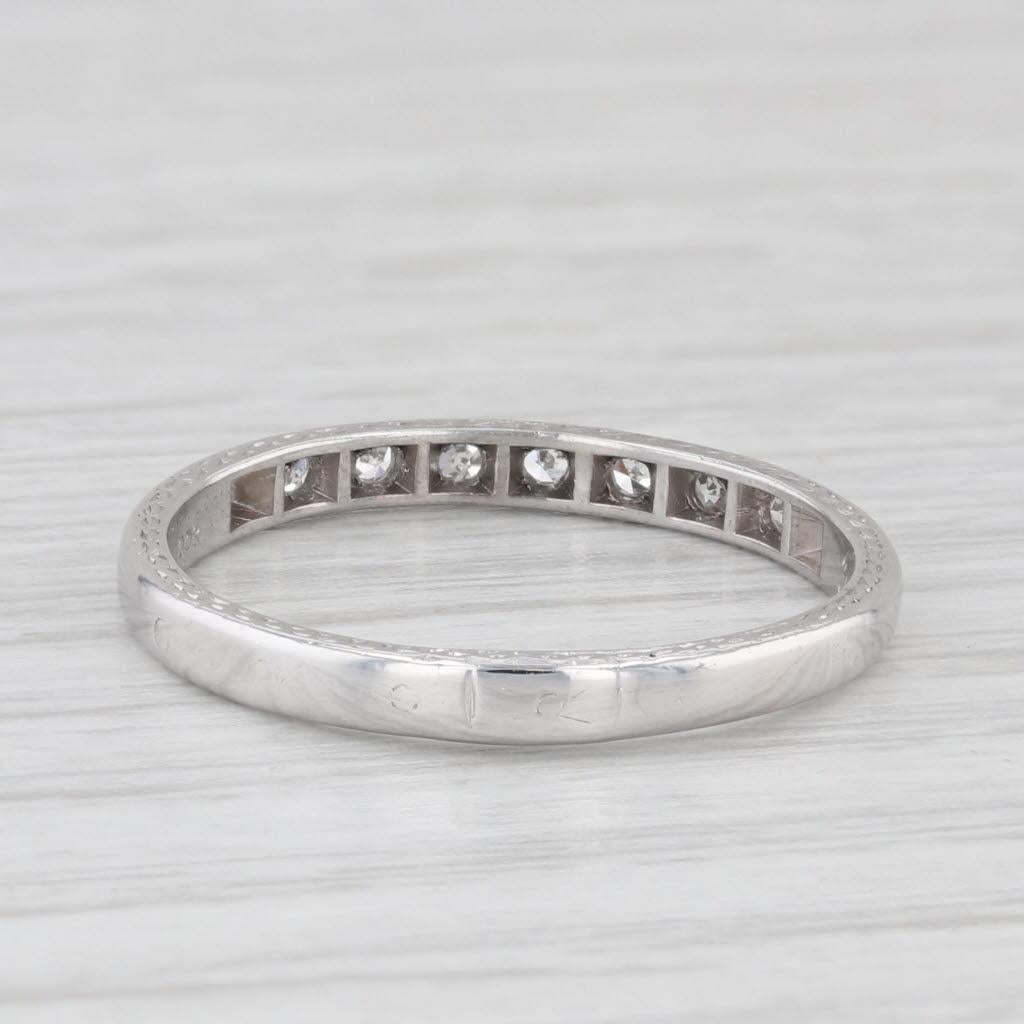 Single Cut 0.10ctw Diamond Wedding Band 18k Gold Size 7.75 Stackable Ring Art Deco 1920s For Sale