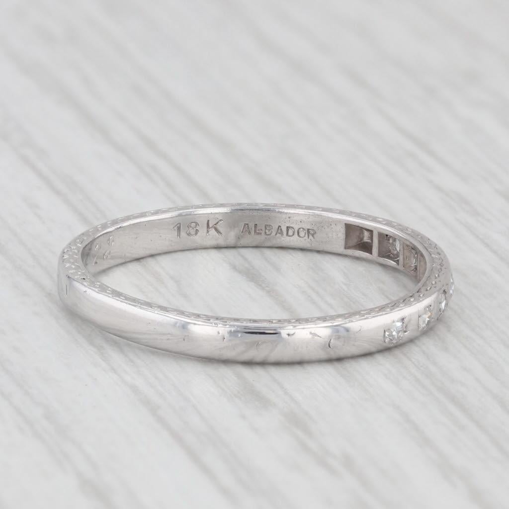 Women's or Men's 0.10ctw Diamond Wedding Band 18k Gold Size 7.75 Stackable Ring Art Deco 1920s For Sale