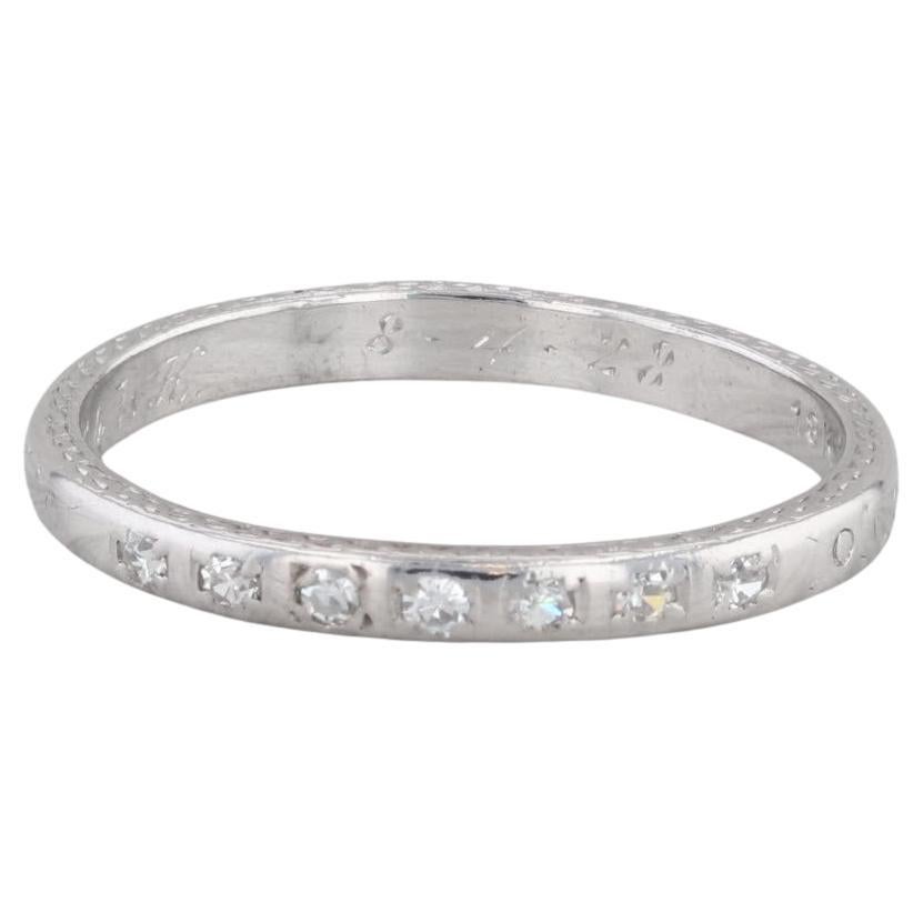 0.10ctw Diamond Wedding Band 18k Gold Size 7.75 Stackable Ring Art Deco 1920s For Sale