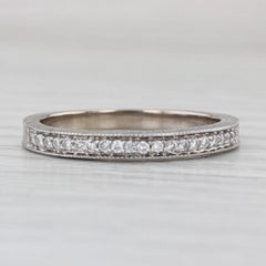 0.10ctw Diamond Wheat Etched Wedding Ring 14k White Gold Size 7 Stackable Band