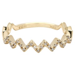 0.10ctw Diamond Zig Zag Band Ring, 10k Yellow Gold, Ring Size 6.25