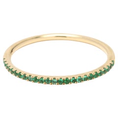 0.10ctw Emerald Band Ring, 18k Yellow Gold, Ring Size 8, Stackable Ring