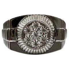 0.10ctw Mens Diamond Ring Sterling Silver 8.7g Size 10.5