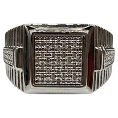 0.10ctw Mens Diamond Ring Sterling Silver Size 10.5
