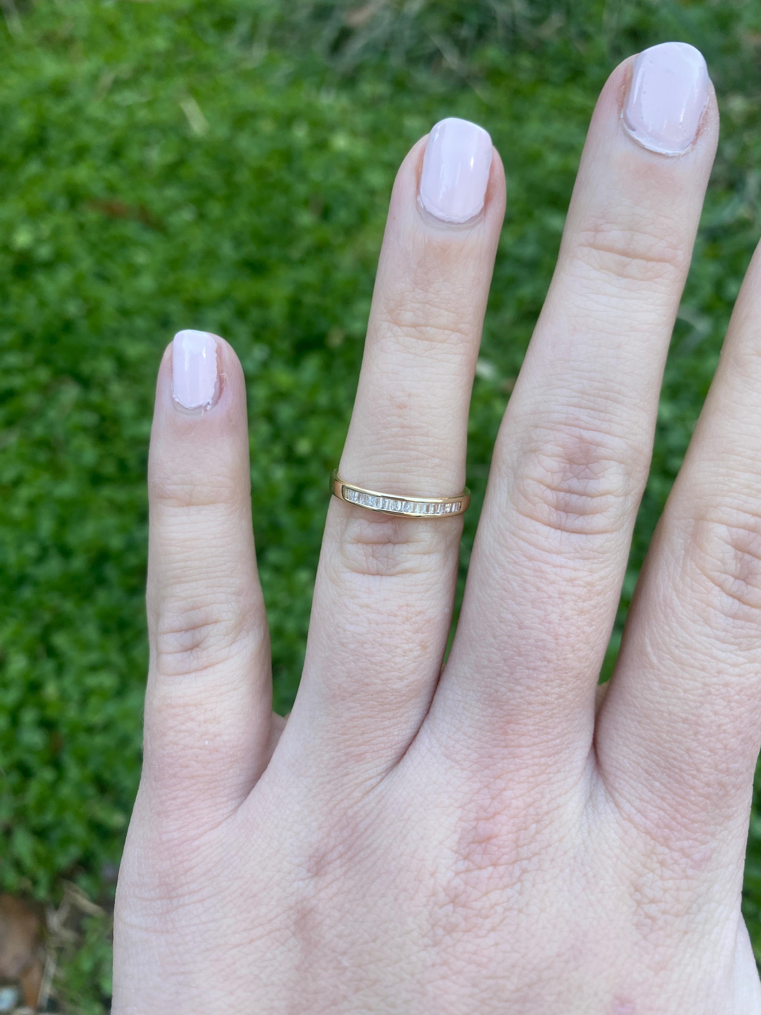 Anillo de diamantes baguette cónicos de 0,10 ctw, oro amarillo de 14k, talla 5,25 2