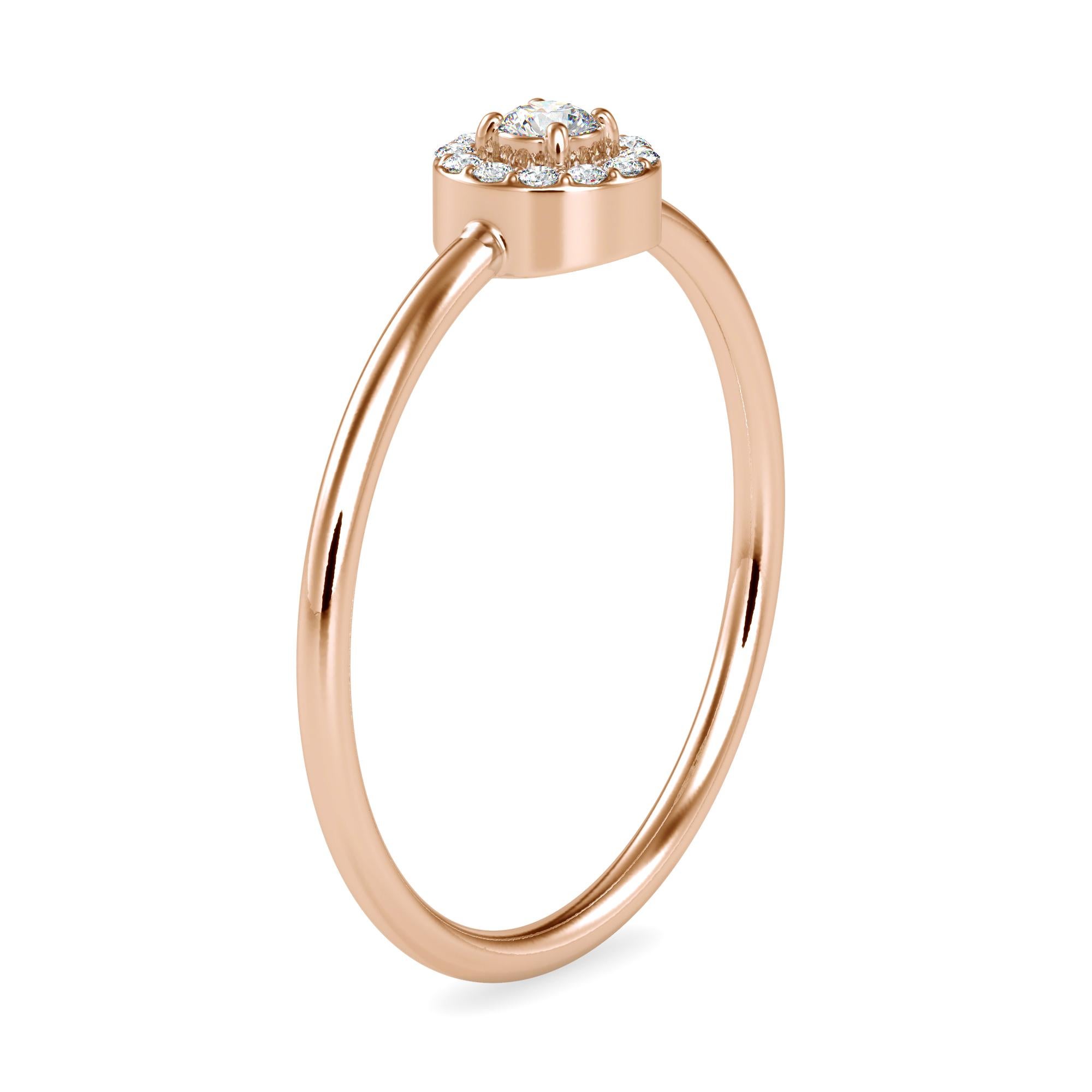 Round Cut 0.11 Carat Diamond 14K Rose Gold Ring For Sale