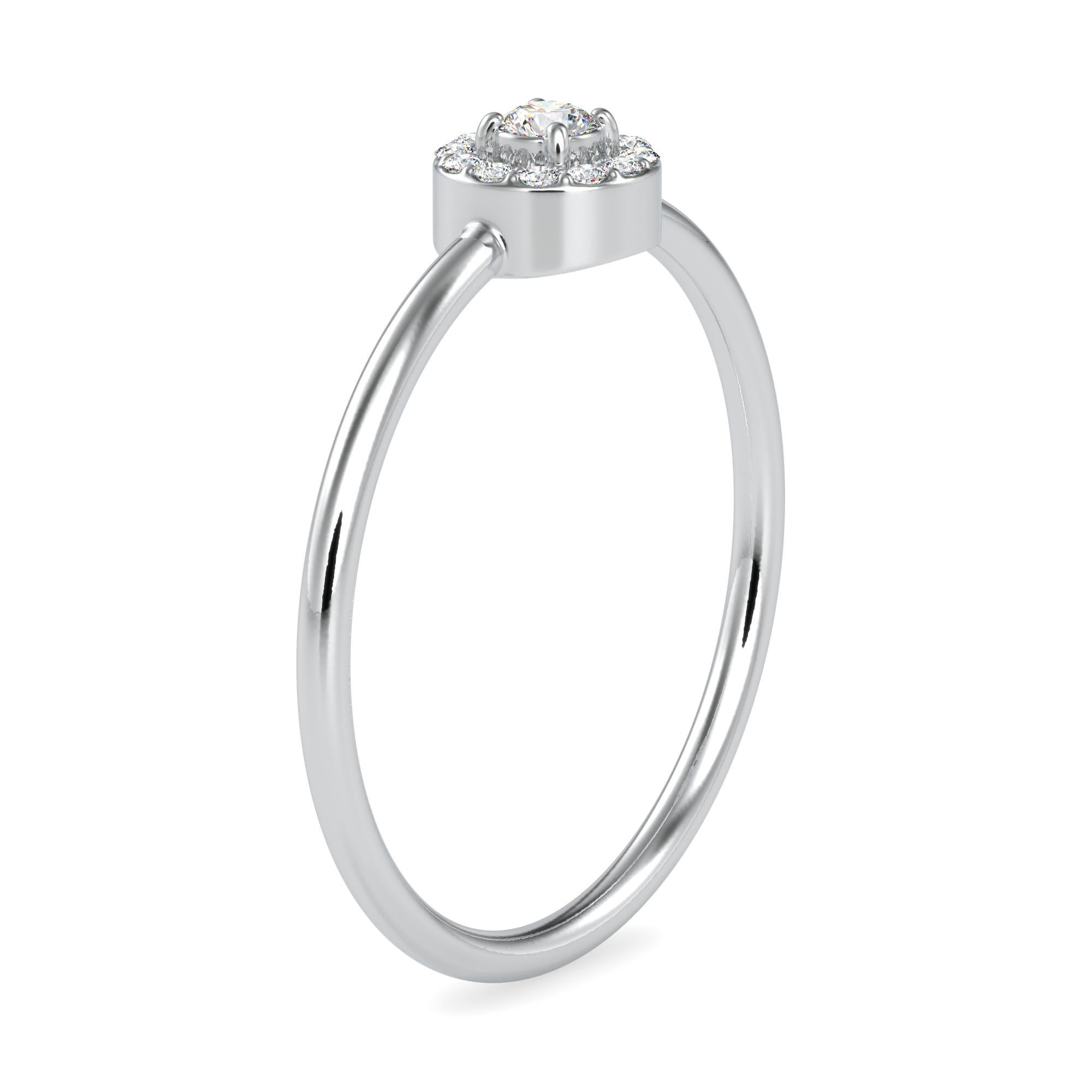 Round Cut 0.11 Carat Diamond 14K White Gold Ring For Sale