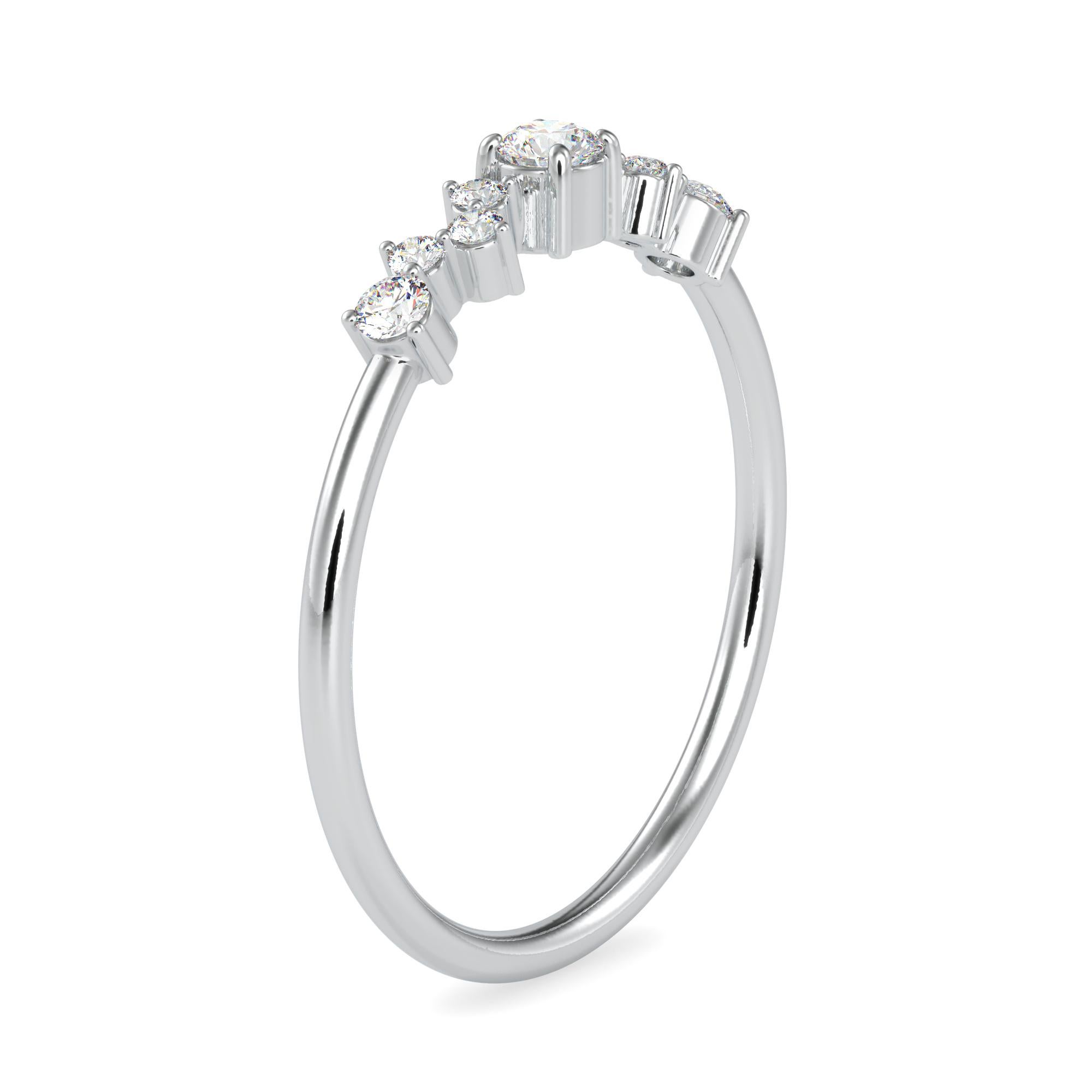 Round Cut 0.11 Carat Diamond 14K White Gold Ring For Sale