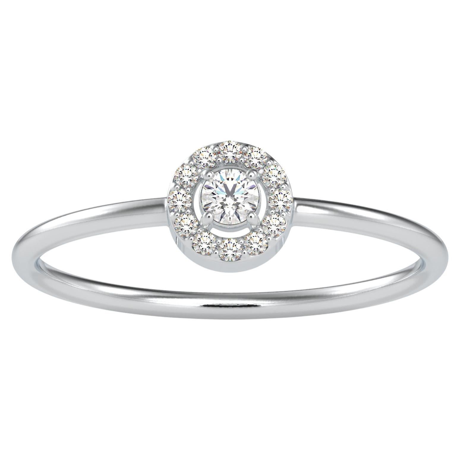 0,11 Karat Diamant 14K Weißgold Ring im Angebot
