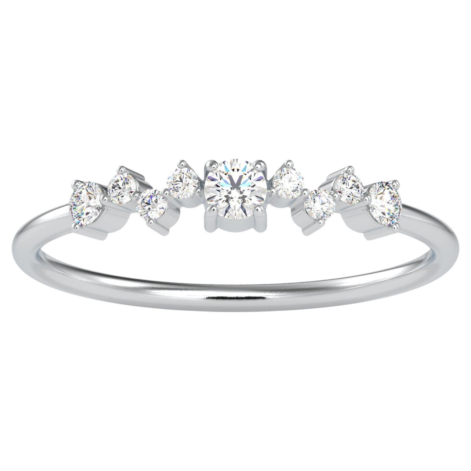 0.11 Carat Diamond 14K White Gold Ring For Sale