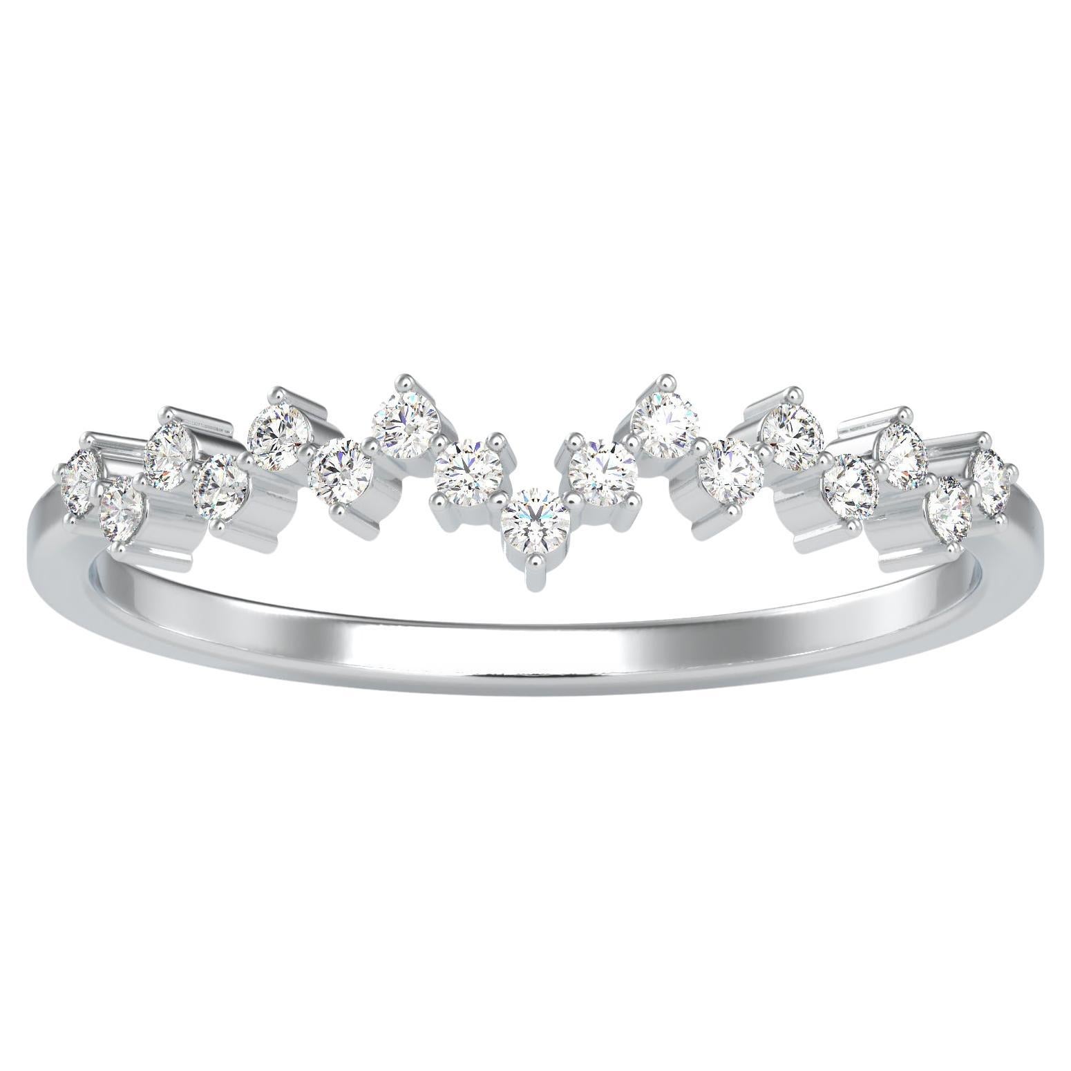0.11 Carat Diamond 14K White Gold Ring For Sale