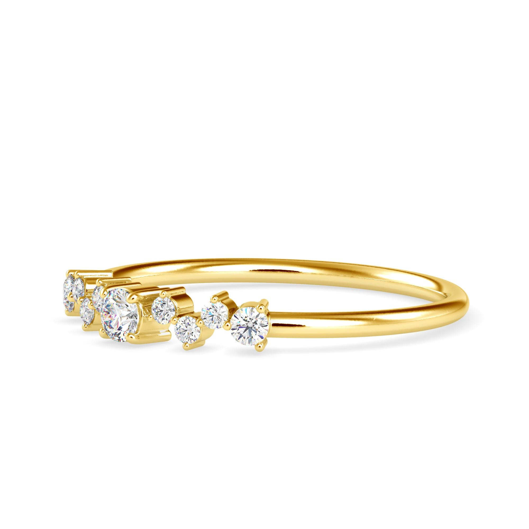 0.11 Carat Diamond 14K Yellow Gold Ring
Stamped: 14K
Total Ring Weight: 1.2 Grams
Center Diamond Weight: 0.06 Carat (F-G Color, VS2-SI1 Clarity) 2.5 Millimeters 
Side Diamonds Weight: 0.049 Carat (F-G Color, VS2-SI1 Clarity), 1.3 Millimeters 
Side