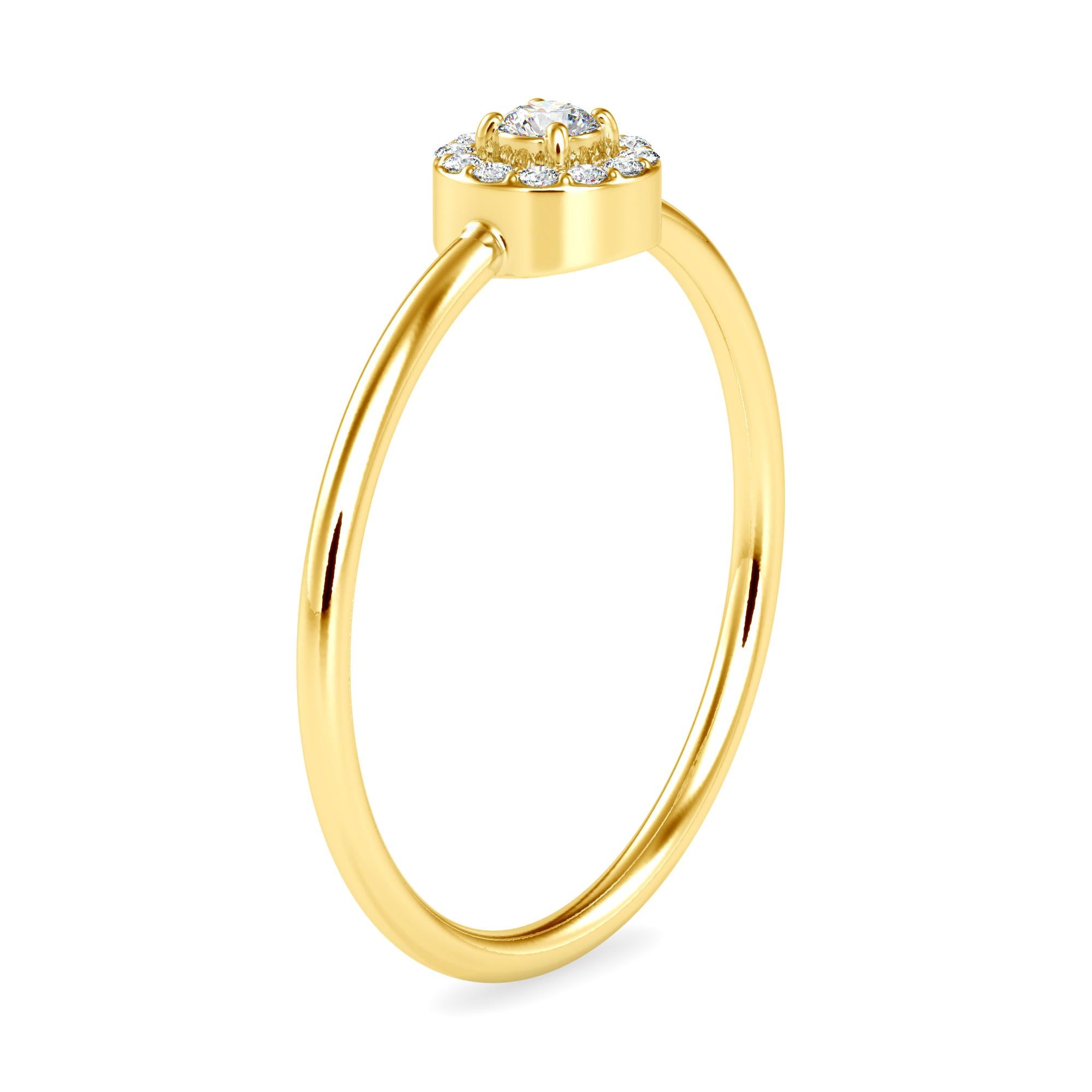 Round Cut 0.11 Carat Diamond 14K Yellow Gold Ring For Sale
