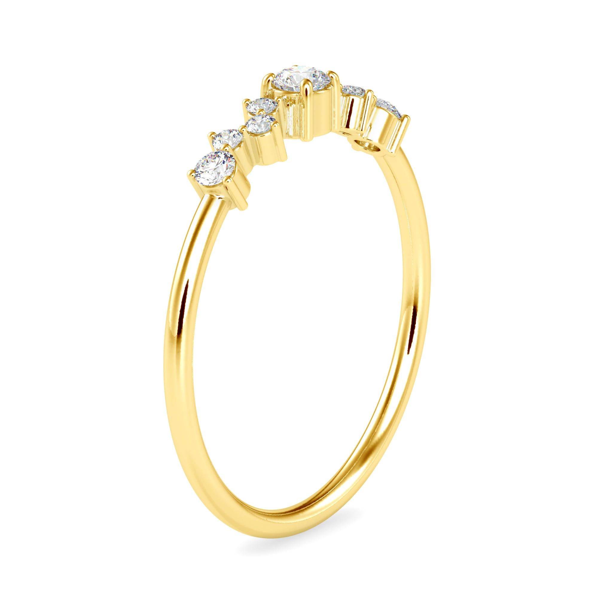Round Cut 0.11 Carat Diamond 14K Yellow Gold Ring For Sale