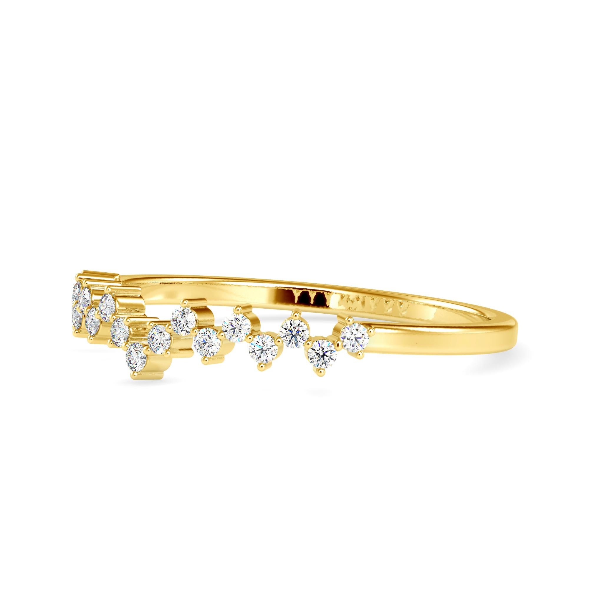 0,11 Karat Diamant 14K Gelbgold Ring (Rundschliff) im Angebot