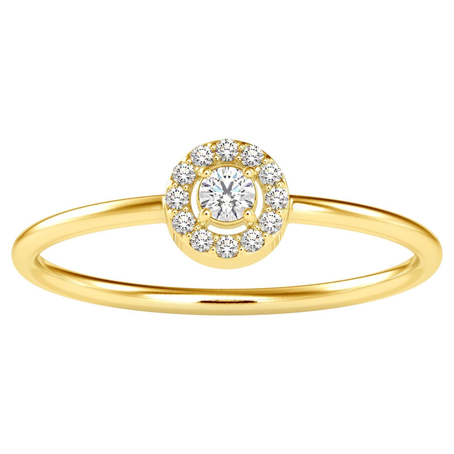 0,11 Karat Diamant 14K Gelbgold Ring im Angebot