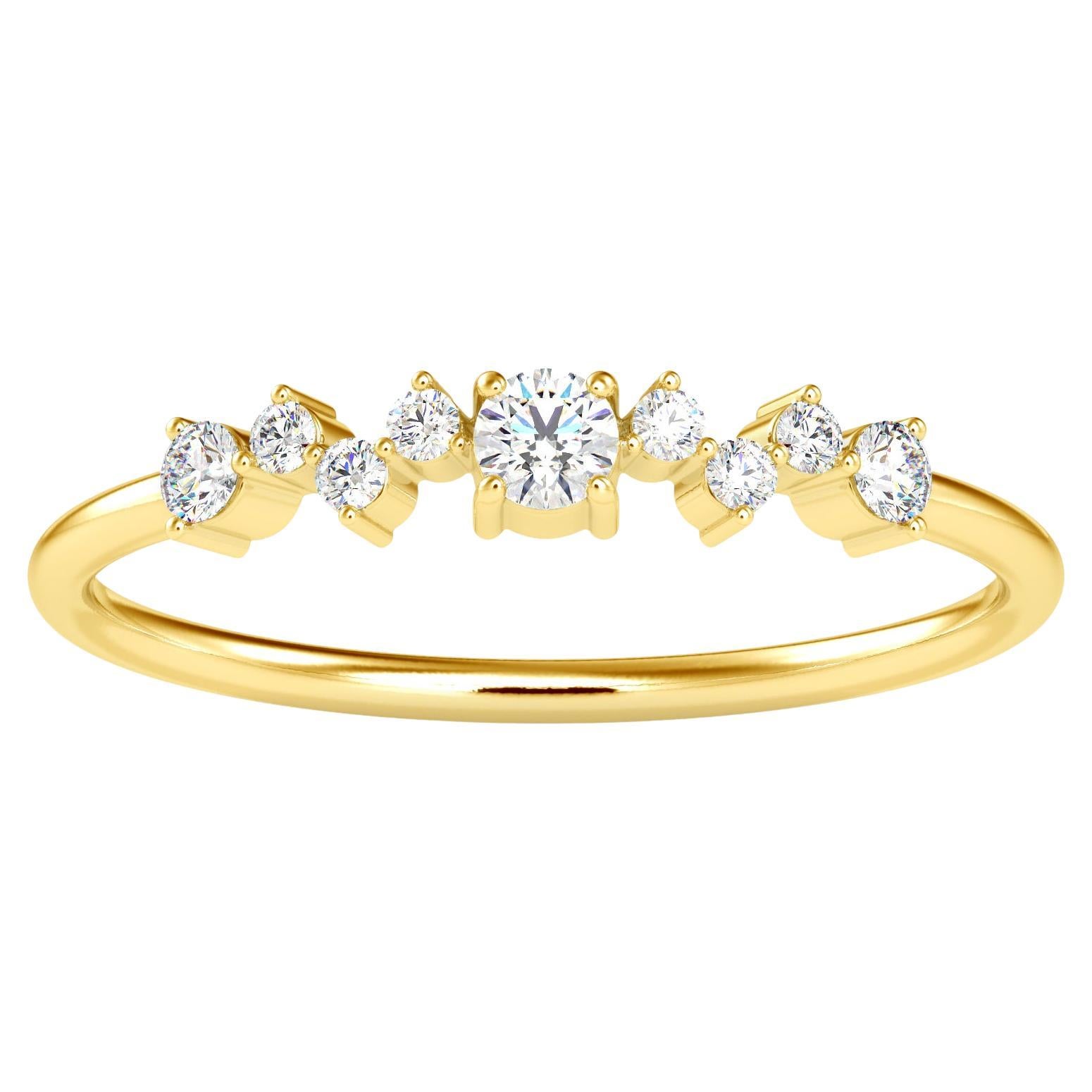 0.11 Carat Diamond 14K Yellow Gold Ring For Sale
