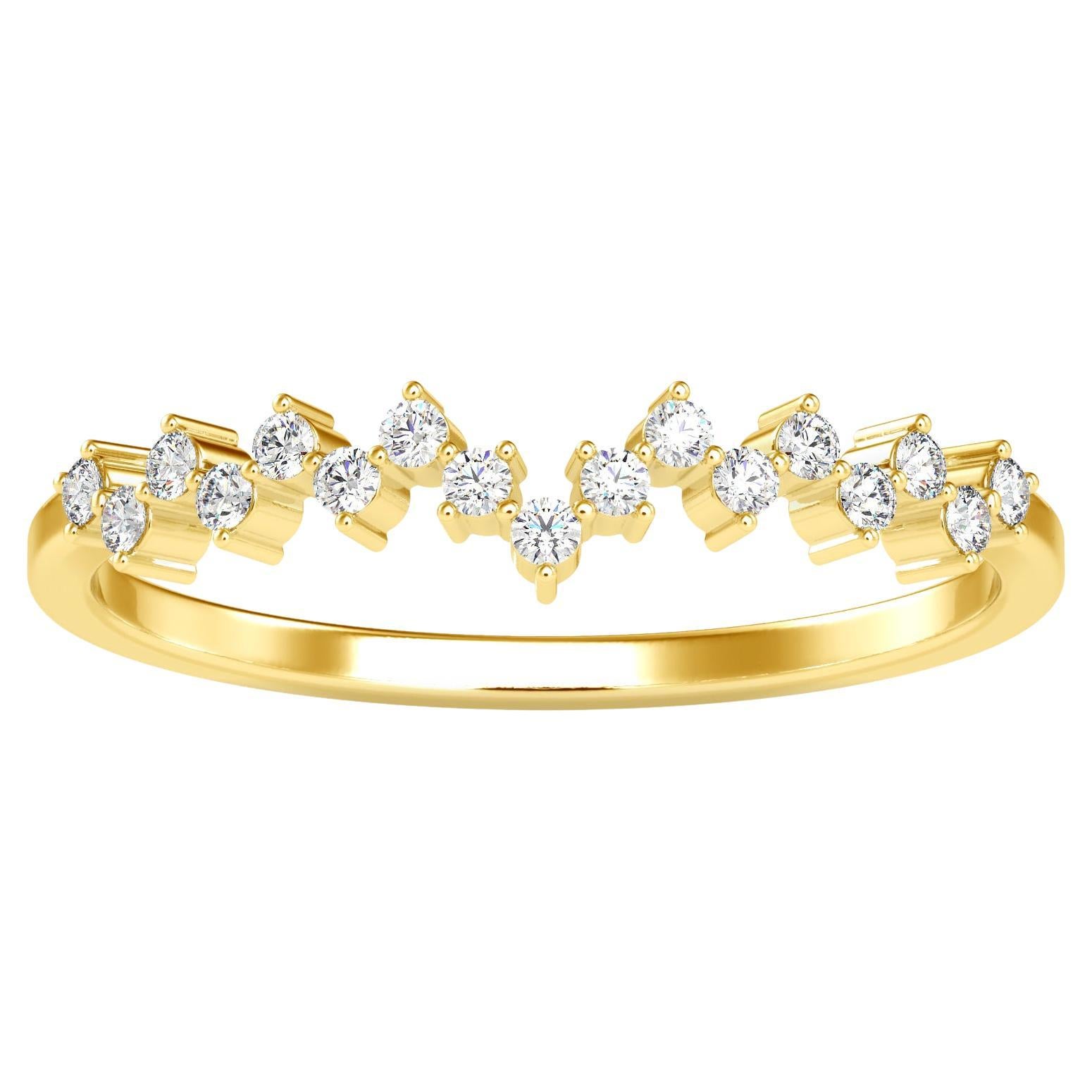 0.11 Carat Diamond 14K Yellow Gold Ring For Sale