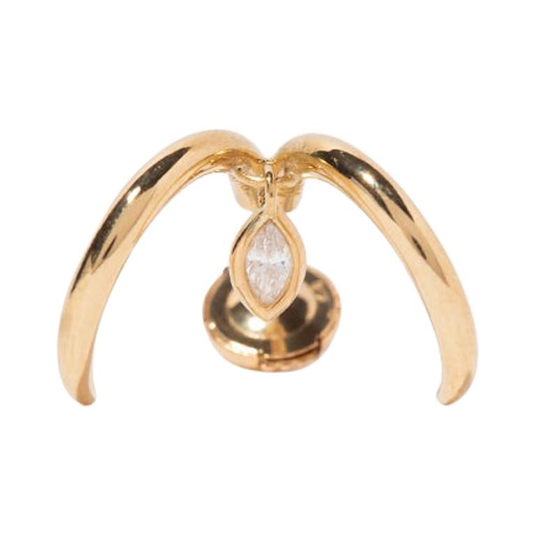 Milamore Fine Jewelry 0.11 Carat Diamond 18 Karat Gold Aries Earring For Sale