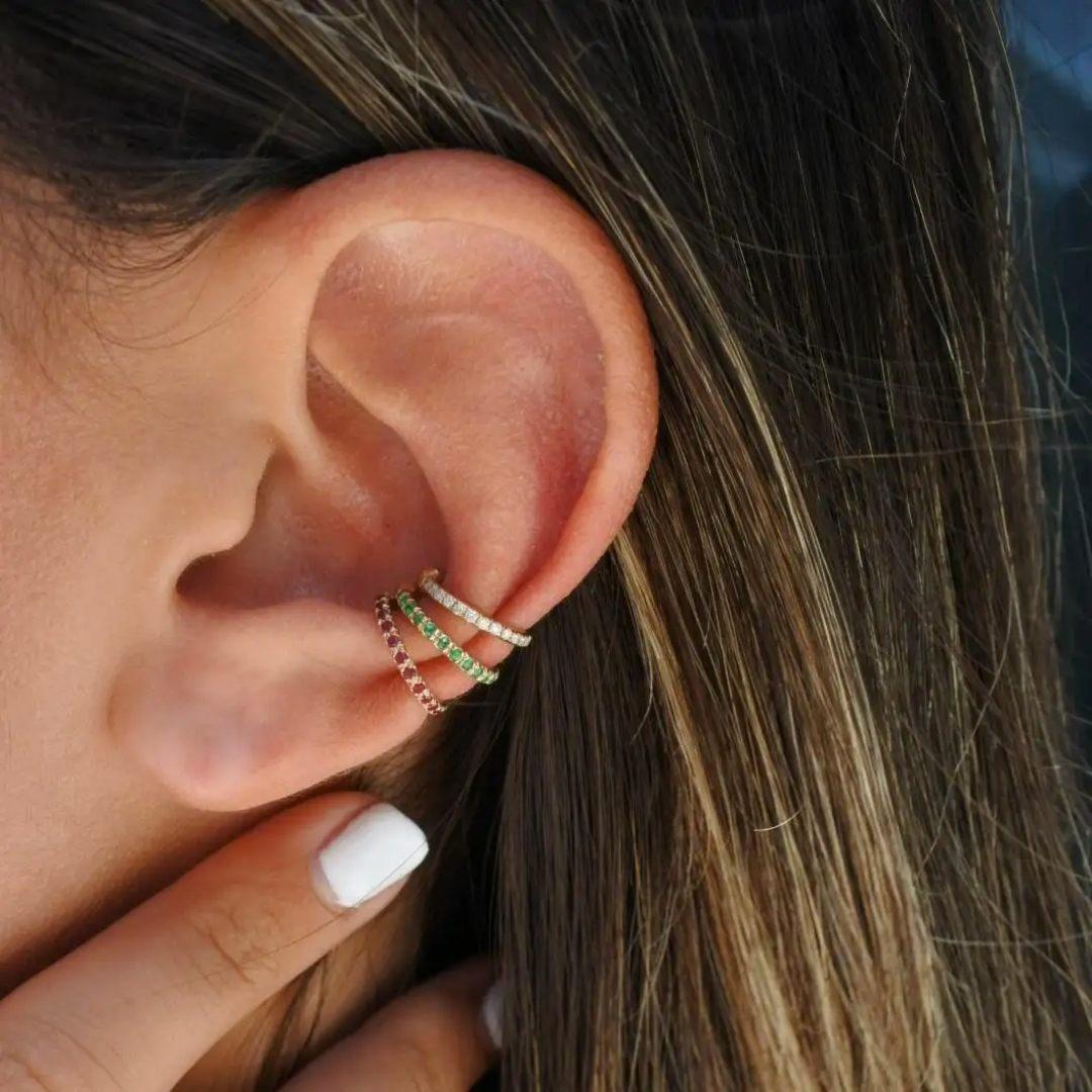 0.11 Carat Genuine Diamond Helix Cuff Earring in 14K Rose Gold, Shlomit Rogel In New Condition For Sale In Ramatgan, IL