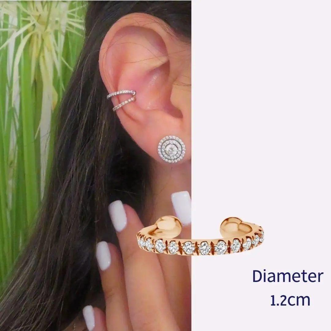 0.11 Carat Genuine Diamond Helix Cuff Earring in 14K Rose Gold, Shlomit Rogel For Sale 1