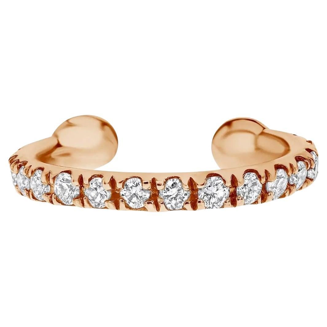 0.11 Carat Genuine Diamond Helix Cuff Earring in 14K Rose Gold, Shlomit Rogel For Sale