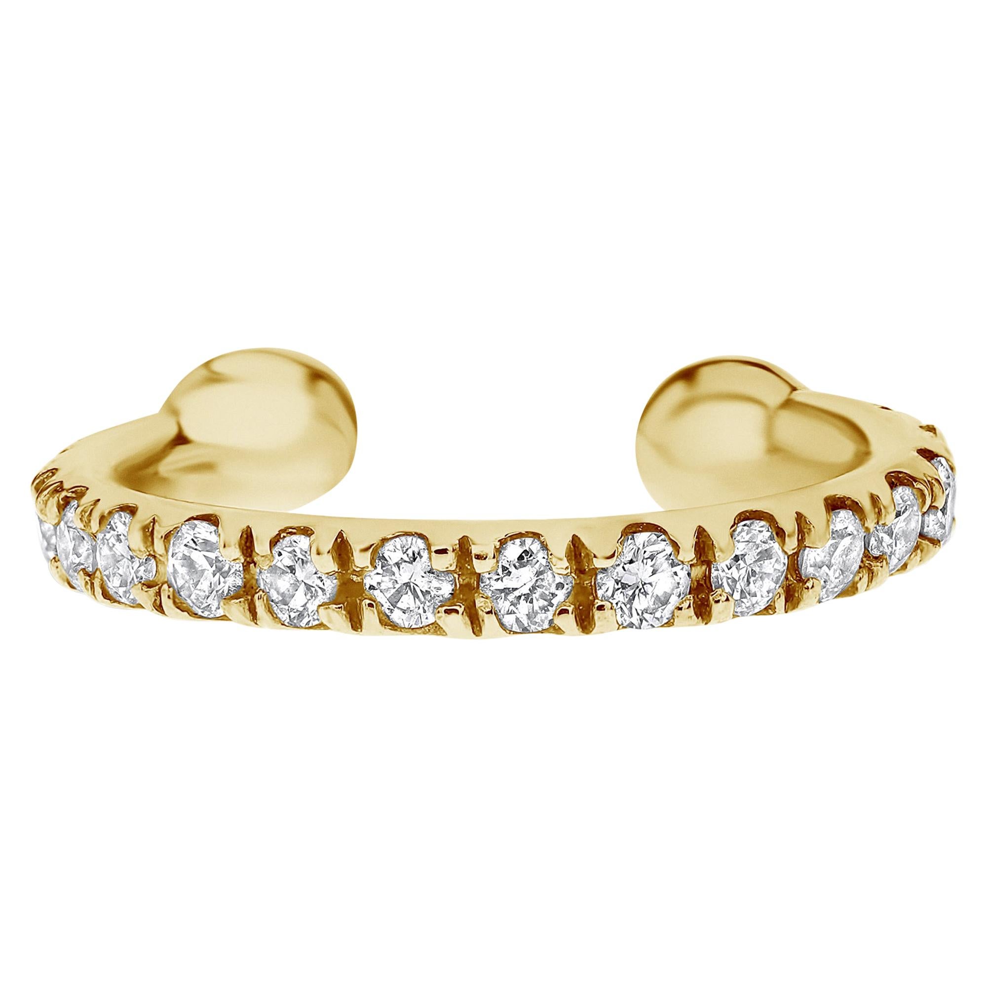 Shlomit Rogel Boucles d'oreilles manchette Helix en or jaune 14 carats et diamants véritables de 0,11 carat