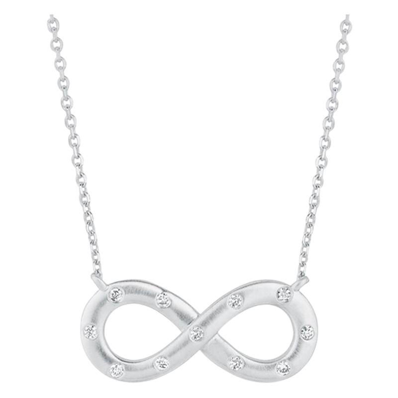 0.11 Carat Natural Diamond Infinity Necklace 14 Karat White Gold G SI For Sale