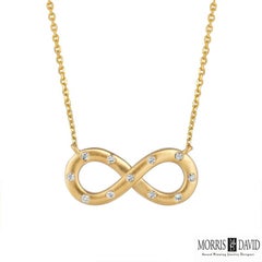 0.11 Carat Natural Diamond Infinity Necklace 14 Karat White Gold G SI