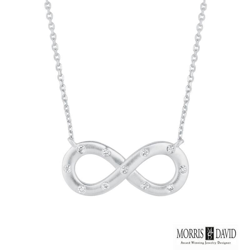 Taille ronde Collier d'infini en or blanc 14 carats avec diamants naturels 0,11 carat G SI en vente