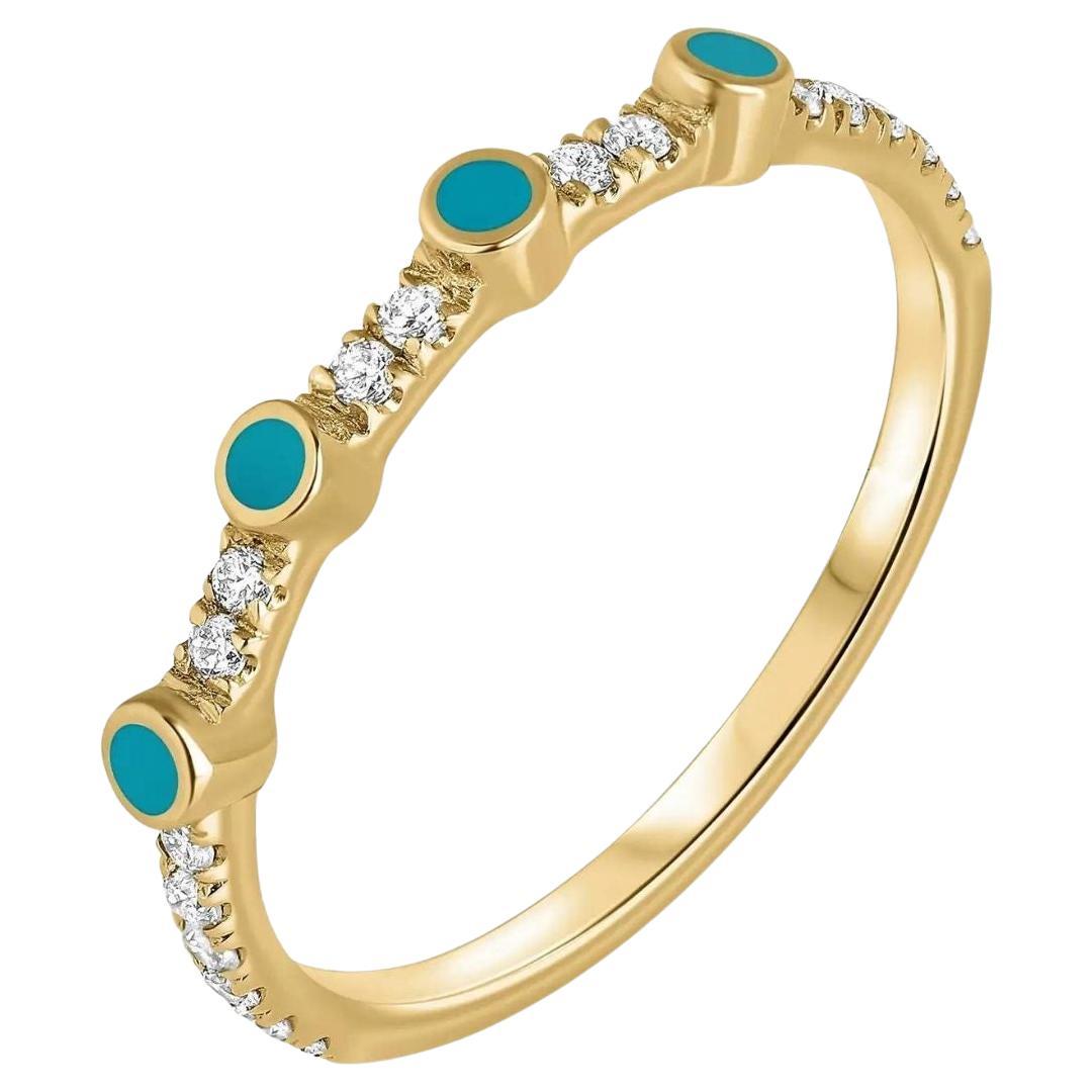 Turquoise Enamel Ring - 53 For Sale on 1stDibs
