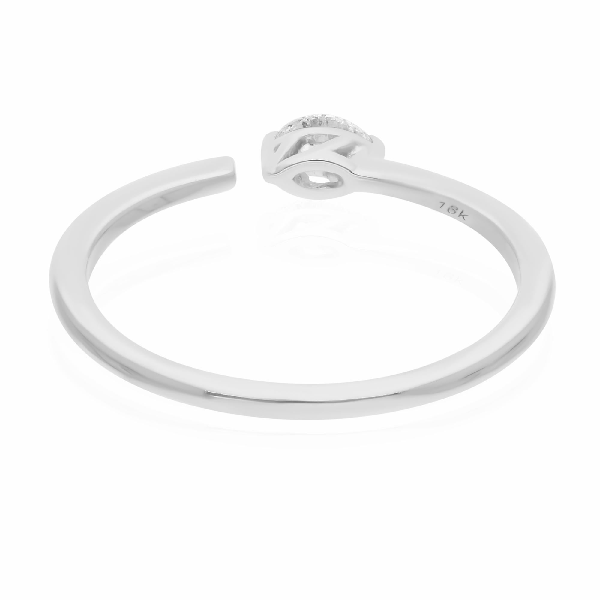 Women's 0.11 Carat SI Clarity HI Color Marquise Diamond Cuff Ring 18 Karat White Gold For Sale