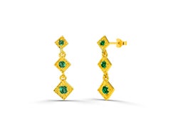 0.09 Ct Stone Emerald, Ruby and Sapphire Studs Earrings in 14K Gold