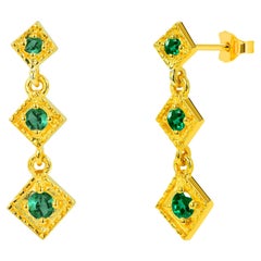 0.09ct Stone Emerald, Ruby and Sapphire Studs Earrings in 18k Gold