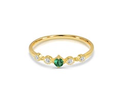 0.21 Ct Ruby, Emerald and Sapphire Promise ring in 14K Gold