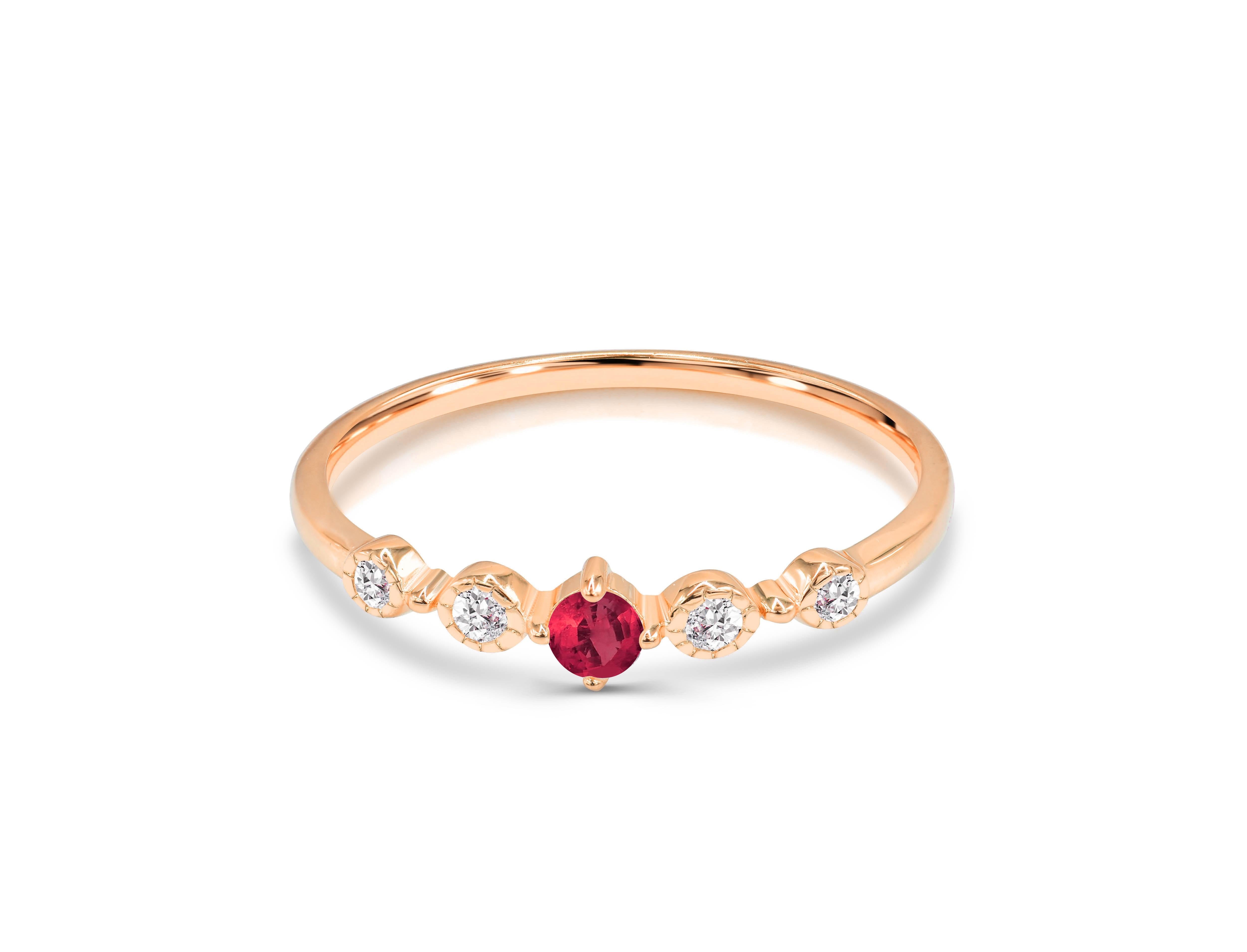 For Sale:  0.21 Ct Ruby, Emerald and Sapphire Promise ring in 14K Gold 3