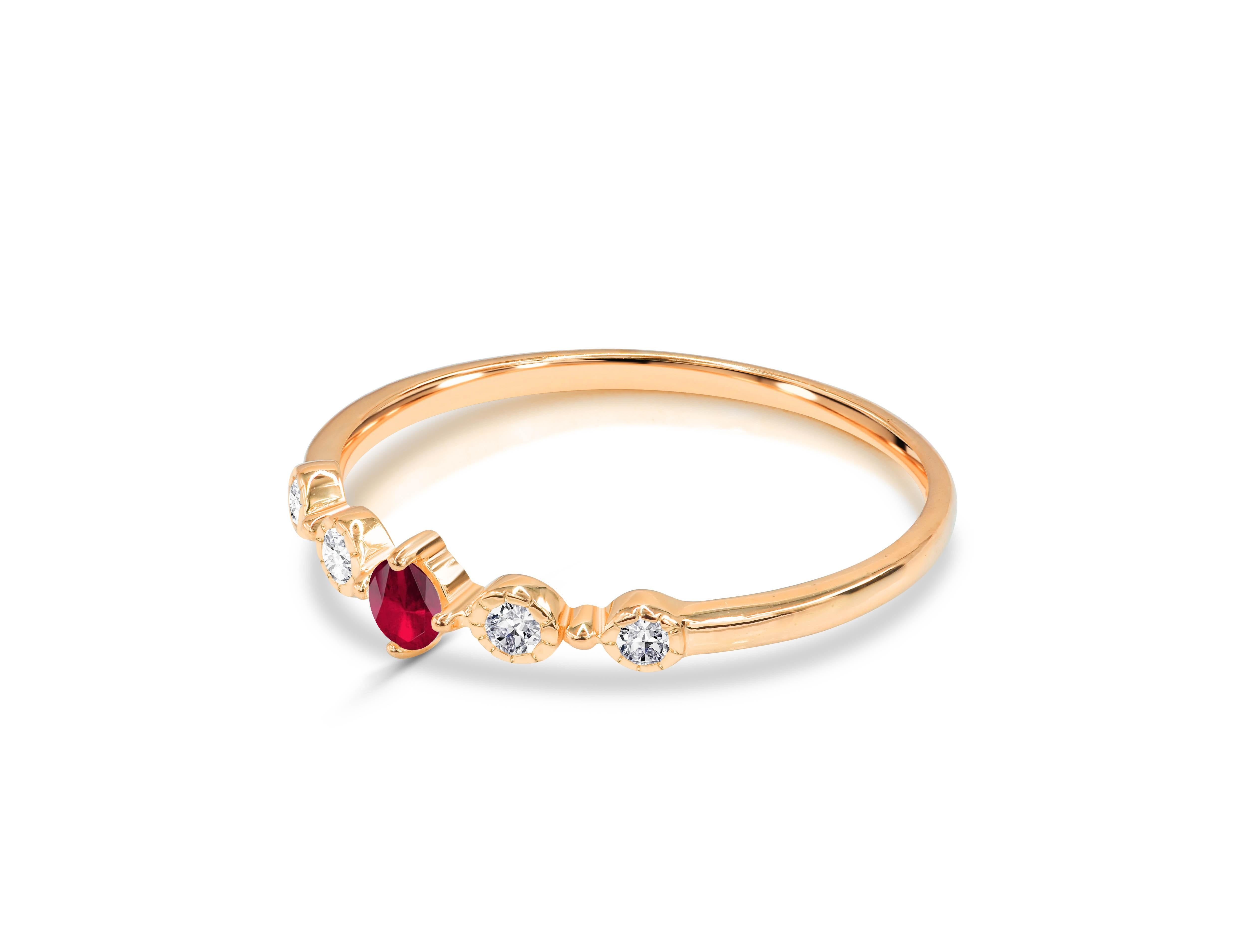 For Sale:  0.21 Ct Ruby, Emerald and Sapphire Promise ring in 14K Gold 6