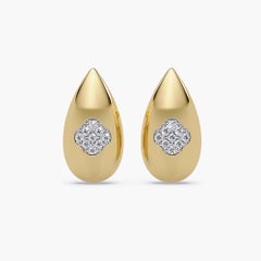 0.11 CTW Diamond Dome Teardrop Stud Earrings in 14K Gold, SI Natural Diamond Ear