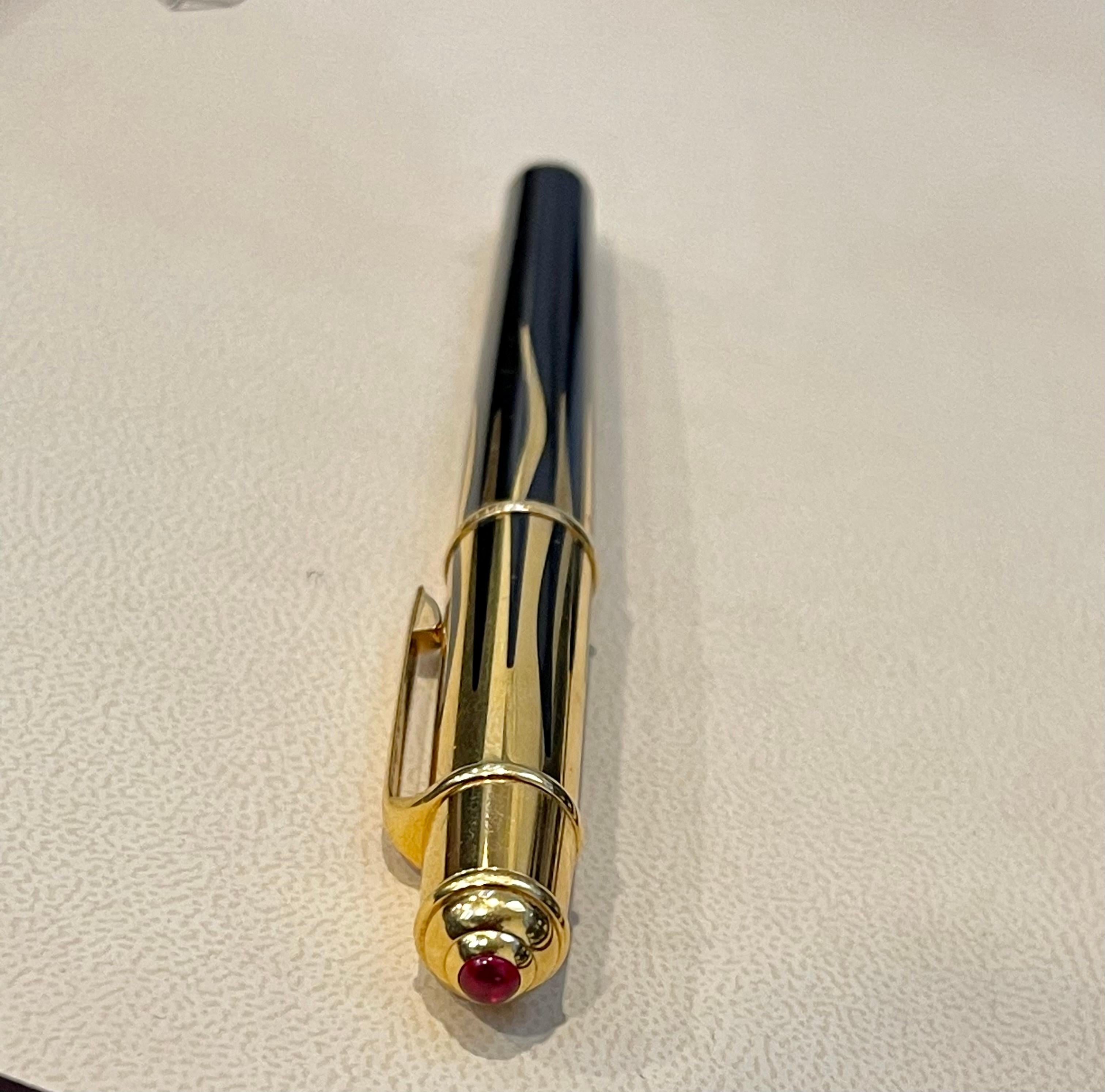 011253 RARE Cartier Mini  Diabolo Flames Fountain Pen M, Black & Gold 5