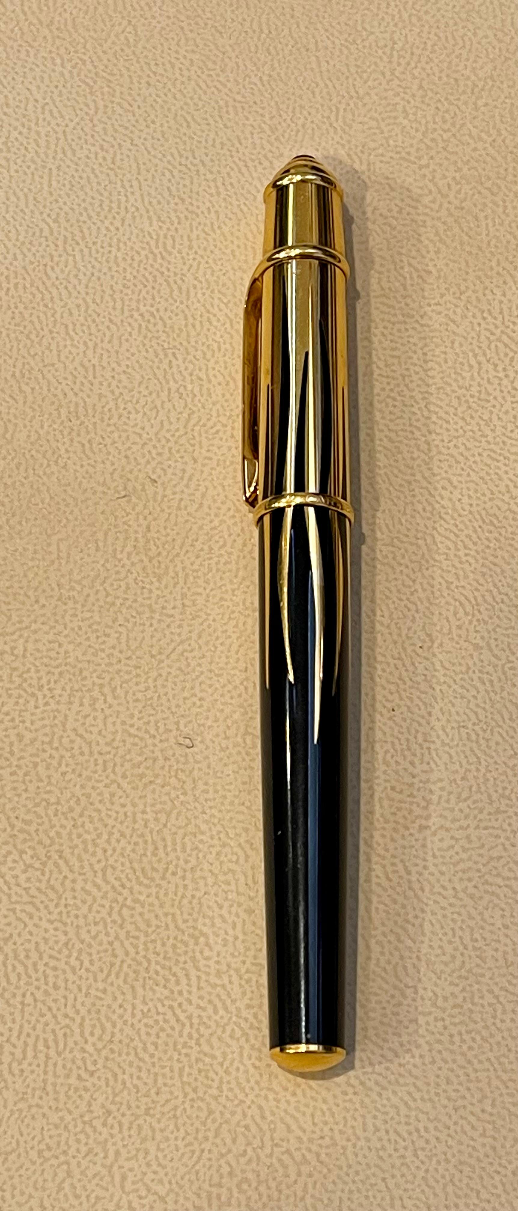 Women's or Men's 011253 RARE Cartier Mini  Diabolo Flames Fountain Pen M, Black & Gold