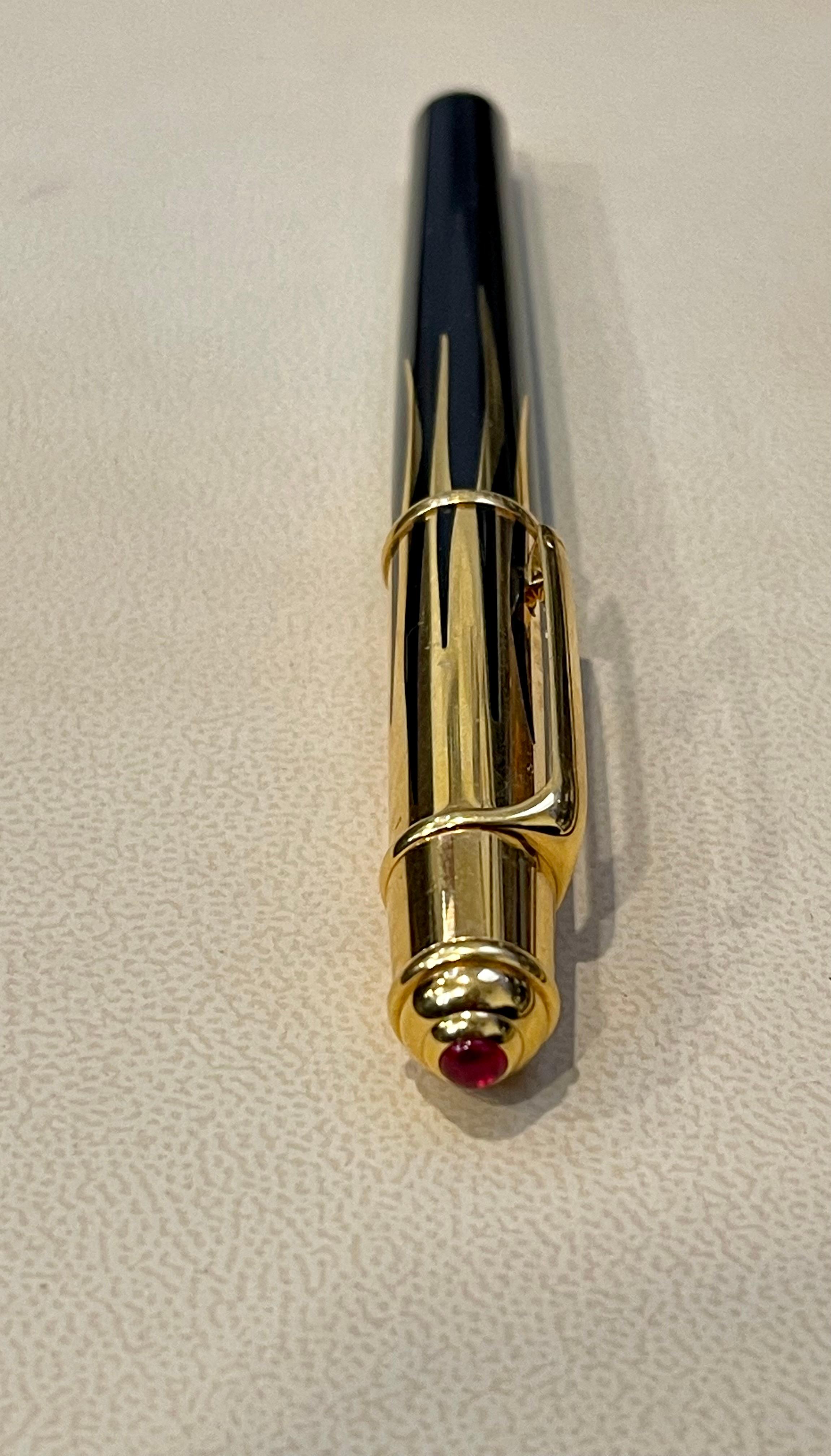 011253 RARE Cartier Mini  Diabolo Flames Fountain Pen M, Black & Gold 1