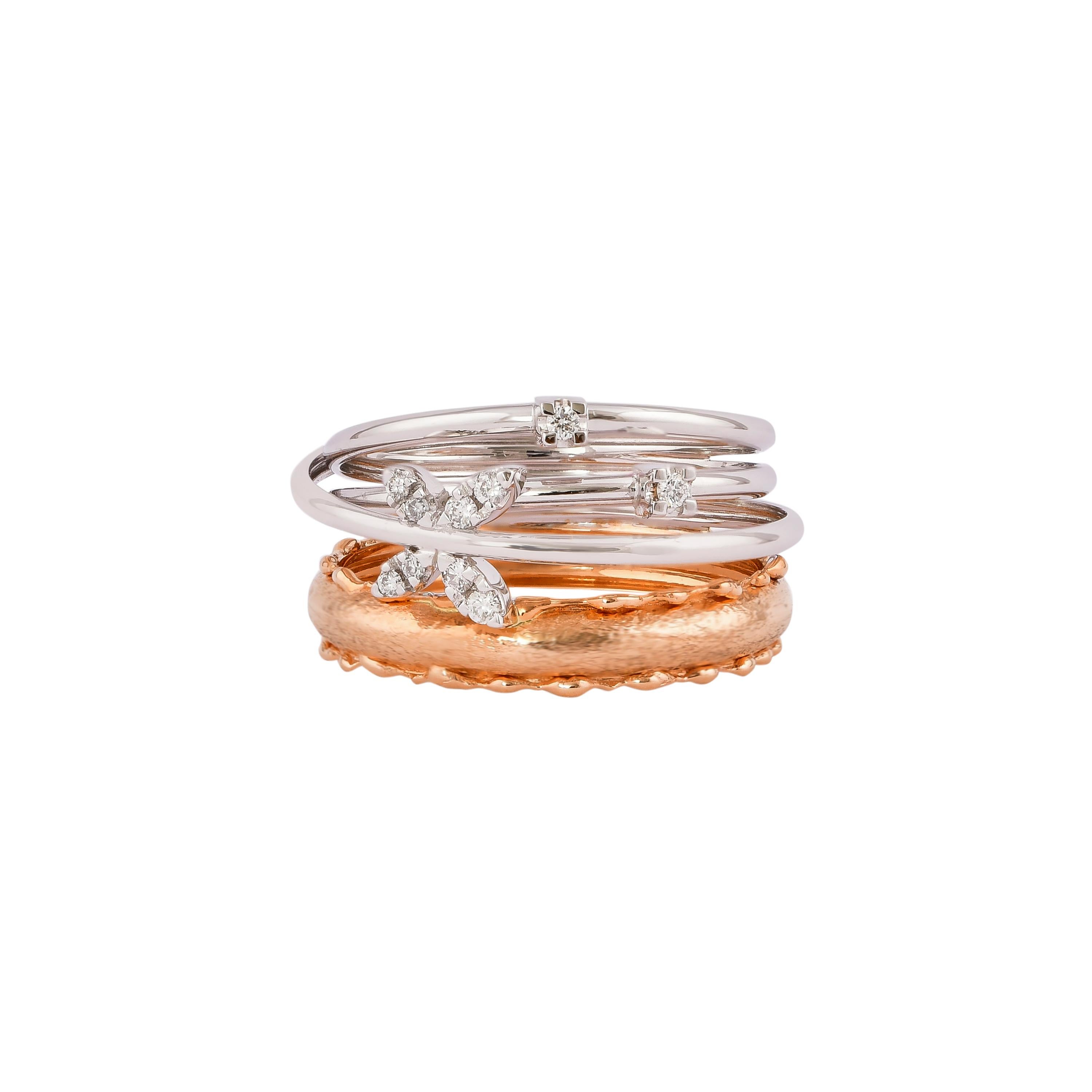 Round Cut Sunita Nahata Diamond 0.11ct. Fancy Ring in 18Karat White & Rose Gold. For Sale