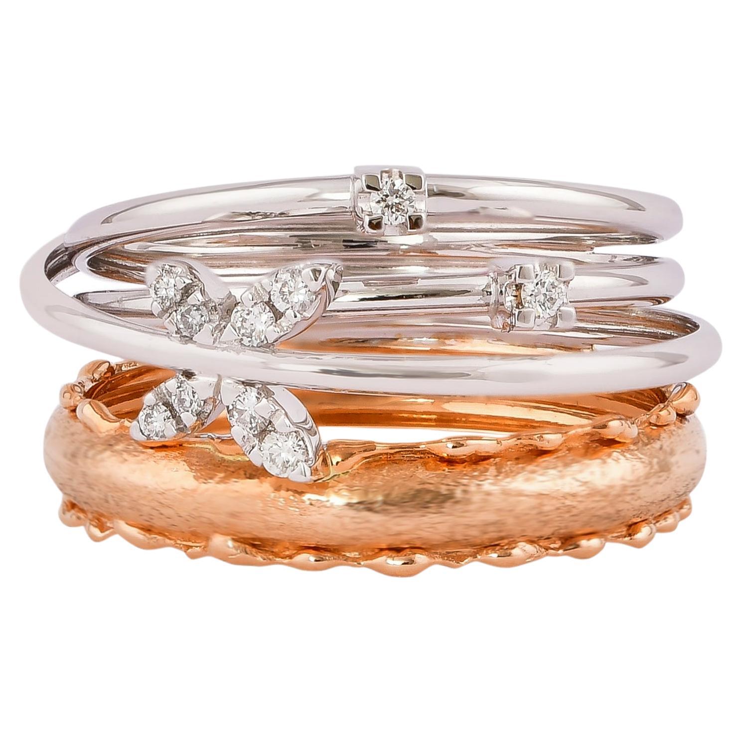 0.116 Carat Diamond Ring in 18 Karat White & Rose Gold