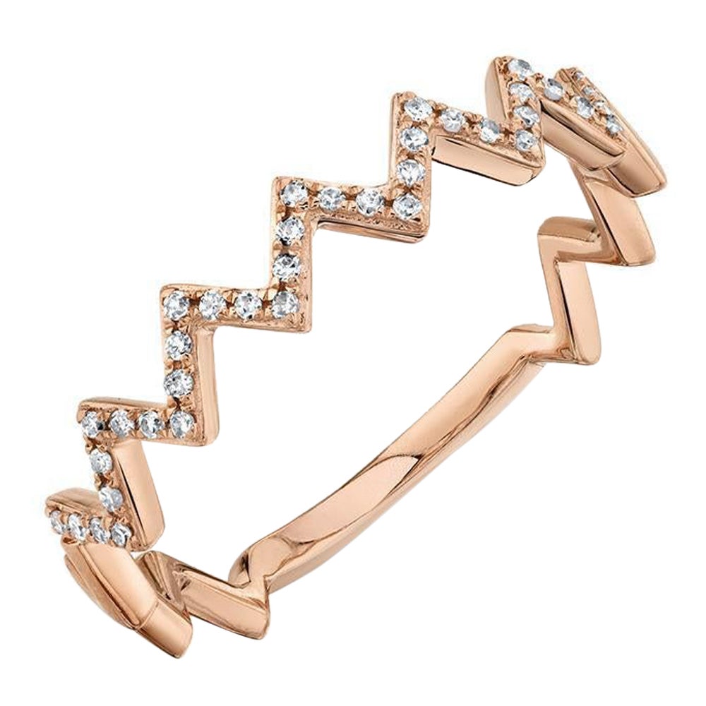 0.11ct Diamond Zig Zag Ring in 14k Rose Gold