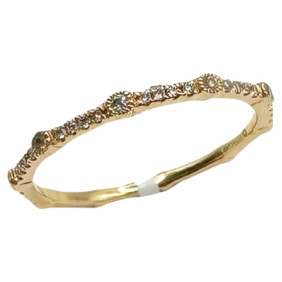 0.11ct Light Pink Round Diamond Pave Set Stacking Band in 18KT Rose Gold, 6.5 For Sale