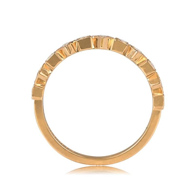 Art Deco 0.11ct Round Brilliant Cut Diamond Band Ring, 18k Yellow Gold For Sale